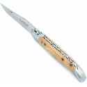 Laguiole 12 cm double platines guillochées 2 mitres en genévrier