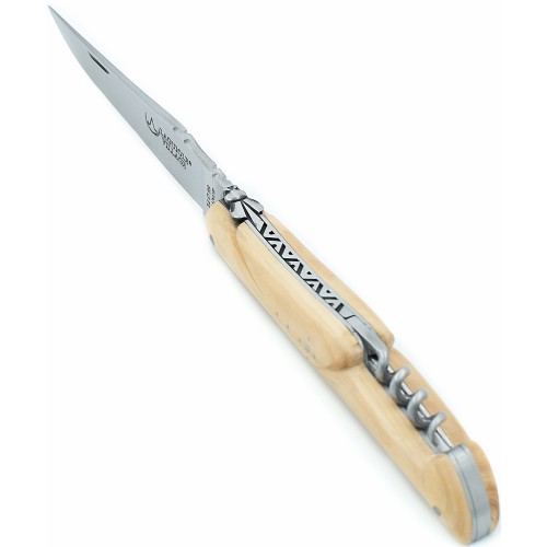 12 cm 2 bolsters Laguiole knife with a corkscrew in box tree