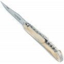 12 cm 2 bolsters Laguiole knife with a corkscrew in blond horn tip