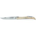 Laguiole 12 cm plein manche avec tire-bouchon en pointe de corne blonde