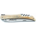 12 cm 2 bolsters Laguiole knife with a corkscrew in blond horn tip