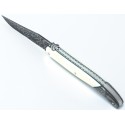 Laguiole 12 cm 1 damas boslter, carbon damascus blade in warthog tooth