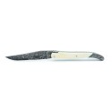 Laguiole 12 cm 1 damas boslter, carbon damascus blade in warthog tooth
