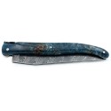 Couteau Laguiole 12 cm en fourche de peuplier teinté et lame damas carbone