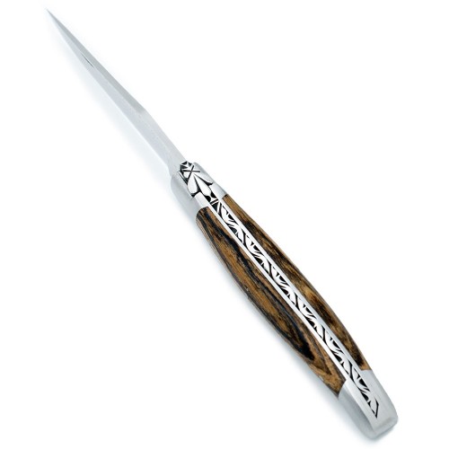 Couteau Laguiole 12 cm 2 mitres en bocotte et lame damas japonais