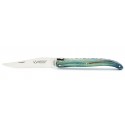 Couteau Laguiole 11cm Plein manche en Hêtre de l'Aubrac Bleu Roi