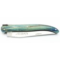 Couteau Laguiole 11cm Plein manche en Hêtre de l'Aubrac Bleu Roi