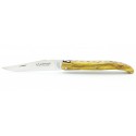 Couteau Laguiole 11cm Plein manche en Hêtre de l'Aubrac Jaune