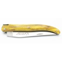 Couteau Laguiole 11cm Plein manche en Hêtre de l'Aubrac Jaune