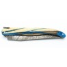 Couteau Laguiole 12cm plein en mammouth zébré incus dans résine bleue