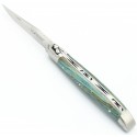 Couteau Laguiole 10cm 2 mitres en Hêtre Bleu
