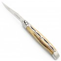 Laguiole pocket knife 10cm forged bee in natural beechwood