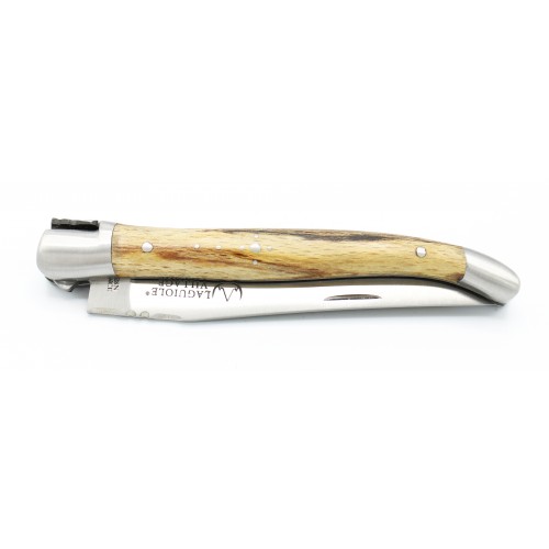 Laguiole pocket knife 10cm forged bee in natural beechwood