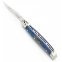 Couteau Laguiole 10cm 2 mitres en hêtre Bleu Russe