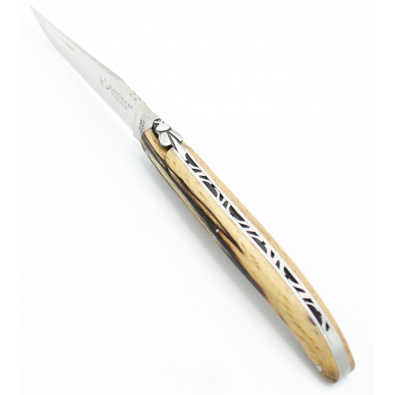 Couteau de Laguiole 10cm plein manche en Hêtre de l'Aubrac