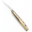 Couteau de Laguiole 10cm plein manche en Hêtre de l'Aubrac