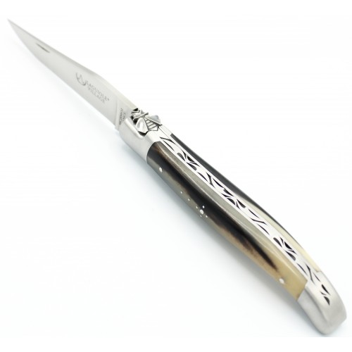 Couteau Laguiole d'exception 12cm  2 mitres en pointe de corne