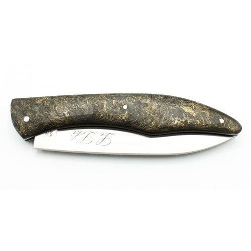 Folding knife Le Loki 12cm full handle in carbon fider with gold