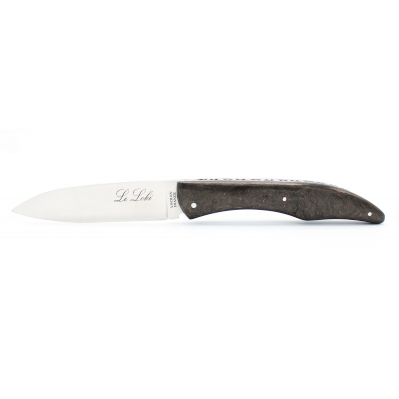 Pocket knife Le Loki 12cm full handle in carbon fiber and bronze