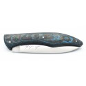 Couteau Le Loki 12cm plein manche en Fibre de carbone Bleu orage