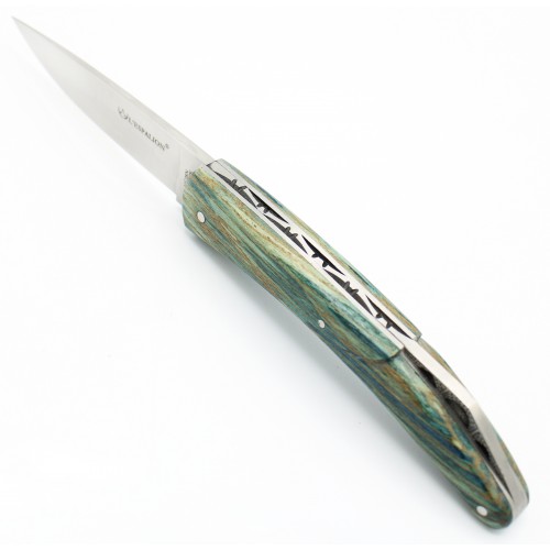 Pocket knife l'Espalion Lady bridge in turquoise blue beech wood