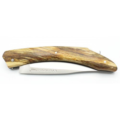 Pocket knife Le Saint Côme 12cm with a pump closure full handle in natural beech
