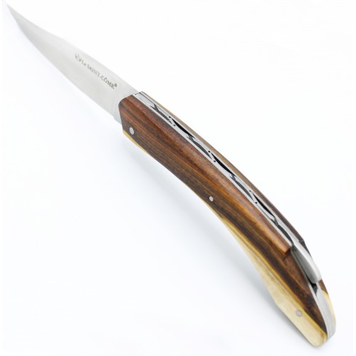 Couteau Le Saint Côme 12cm fermeture à pompe plein manche en pistachier