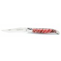 Couteau Laguiole 12cm 2 mitres en molaire de mammouth rouge