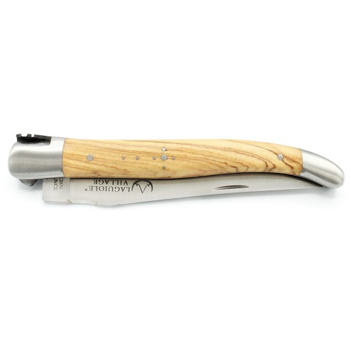 Laguiole pocket knife 12 cm 2 bolsters  in wood, engraved bull