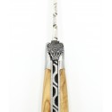 Couteau Laguiole 12cm 2 mitres en bois, Tête de Taureau