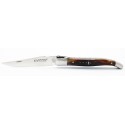 Laguiole pocket knife 12 cm 2 bolsters  in wood, engraved stag