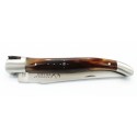 Laguiole pocket knife 12 cm 2 bolsters  in wood, engraved stag