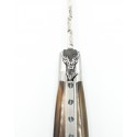 Laguiole pocket knife 12 cm 2 bolsters  in wood, engraved stag