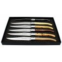 Box of 6 steak knives "Resto" in wood
