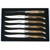 Set of 6 Laguiole steak knives with forged bee in birchwood from Aubrac's woods