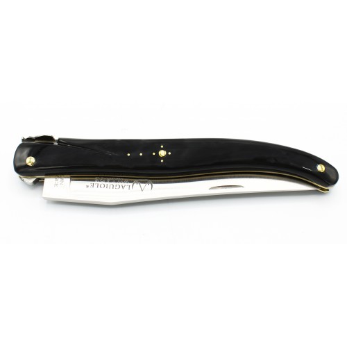 Couteau Laguiole d'exception 12 cm plein manche pointe de corne noire