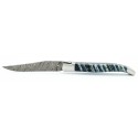 Laguiole pocket knife in mammoth molar and carbon damascus blade