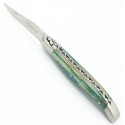 Couteau Laguiole 12cm 2 mitres en hêtre bleu roi