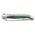 Couteau Laguiole 12cm 2 mitres en hêtre bleu roi