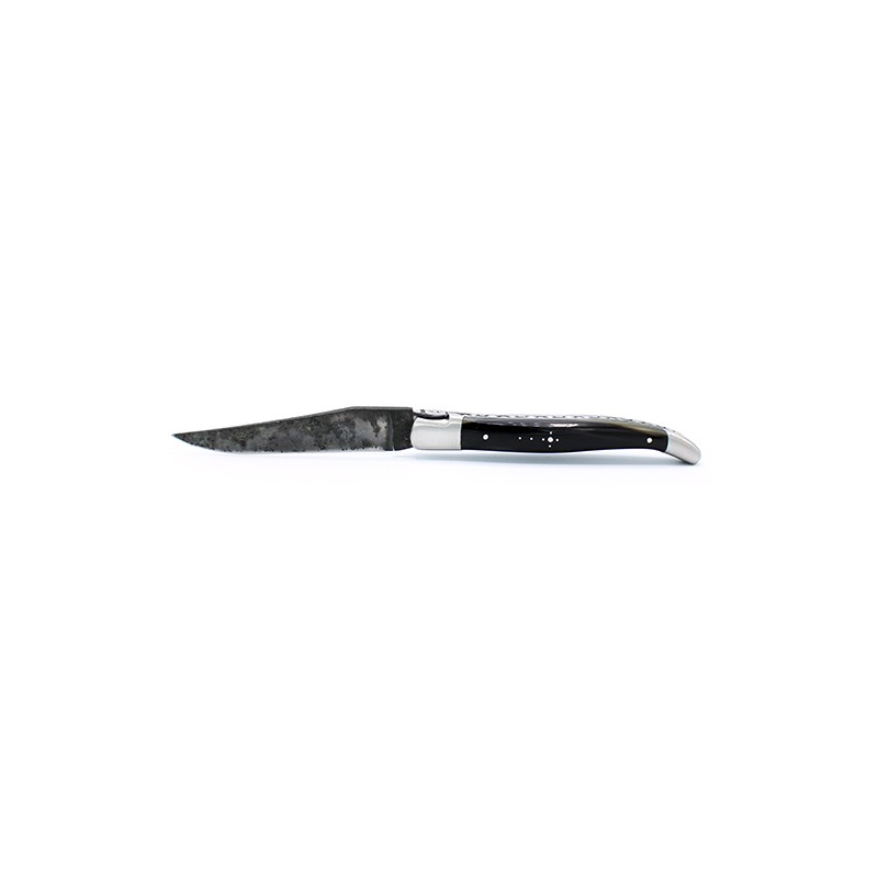 Laguiole pocket knife 12 cm 2 bolsters  in horn tip, engraved rugby ball