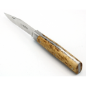 Couteau L'Alpin 11cm Platines Guillochées en Bouleau