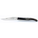 Couteau Laguiole 11 cm plein manche en pointe de corne marbrée foncée