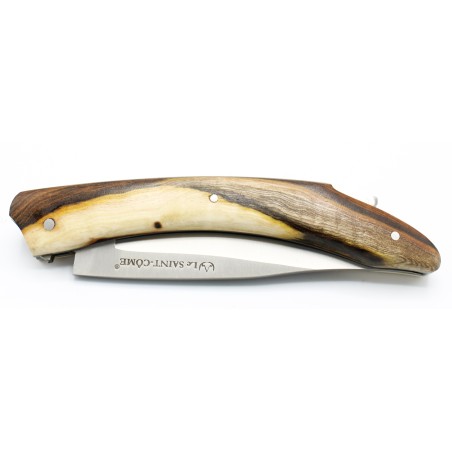 Le Saint Côme, folding knife with a pump closure, 11cm full handle in pistachio