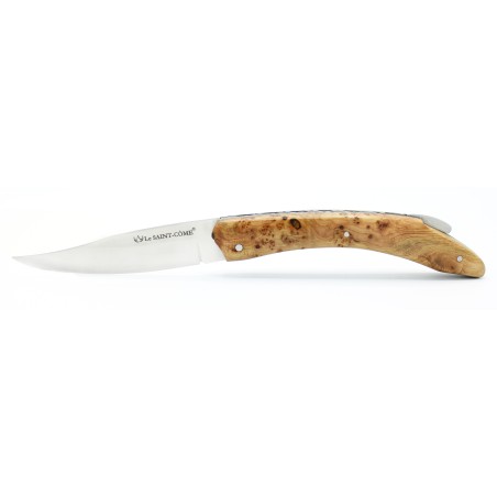 Le Saint Côme, folding knife with a pump closure, 11cm full handle in juniper