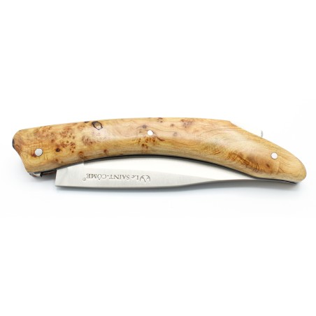 Le Saint Côme, folding knife with a pump closure, 11cm full handle in juniper