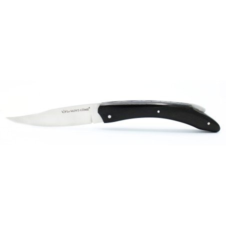 Le Saint Côme, folding knife with a pump closure, 11cm full handle in ebony