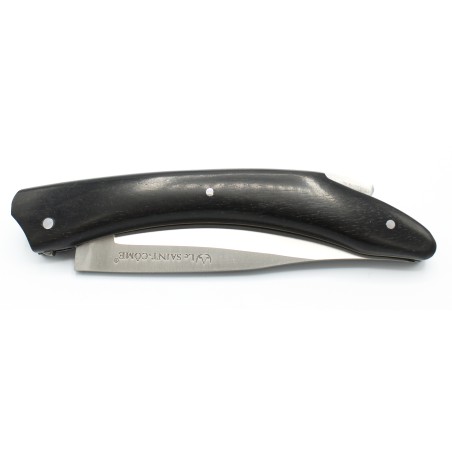 Le Saint Côme, folding knife with a pump closure, 11cm full handle in ebony