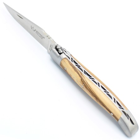 Laguiole pocket knife 11 cm 2 bolsters in olivewood