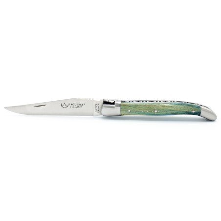 Laguiole pocket knife 11 cm 2 bolsters in blue turquoize beech