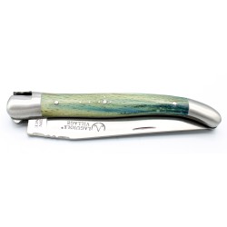 Laguiole pocket knife 11 cm 2 bolsters in blue turquoize beech